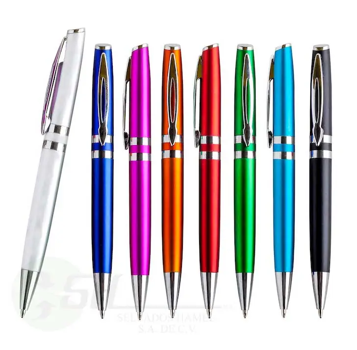 BOLIGRAFO DE PLASTICO ZIBO COLORES ROJO, NEGRO, VERDE, ANARANJADO, MORADO, AZUL, AZUL CLARO Y PLATA