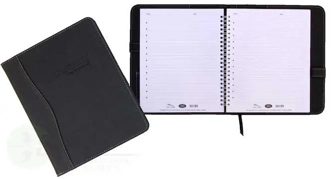 CUADERNO DE CURPIEL CON APLICACIÓN Y PORTA PLUMA