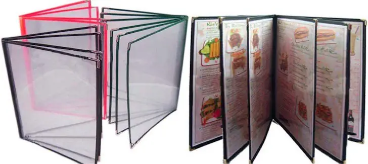 PORTA MENU DE MICAS TRANSPARENTES